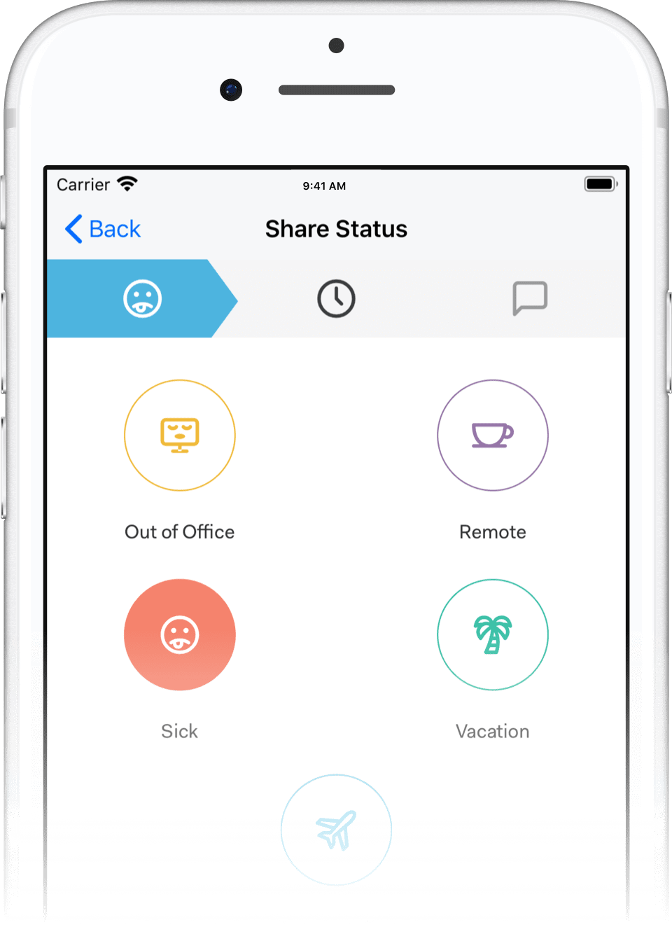 Set your out of office status on mobile